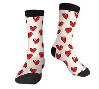 Muntayson Red Hearts Loves Athletic Cushioned Crew Socks Cushioned Crew Socks with Arch Compression Secure Fit Women Men