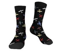 Muntayson Retro Planes Unisex Cushioned Crew Athletic Socks Men & Women Moisture Wicking Breathable Performance