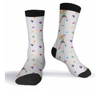 Muntayson Rock Climbing Pattern Unisex Cushioned Crew Athletic Socks Men & Women Moisture Wicking Breathable Performance