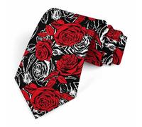 Muntayson Roses Red Floral Men's Tie Men's Necktie Tie for Men Wedding Holiday Party
