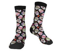Muntayson Sugar Skull Unisex Cushioned Crew Athletic Socks Men & Women Moisture Wicking Breathable Performance