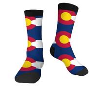 Muntayson Usa Colorado State Flag Unisex Cushioned Crew Athletic Socks Men & Women Moisture Wicking Breathable Performance