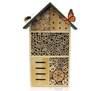 Muntel Insect Hotel - Natural & Weatherproof, Insect House Made of Natural Wood for Bees, Wild Bees, Ladybirds, Bee Hotel, Nesting Aid for Hanging, Wood, 10 x 30 x 50 cm