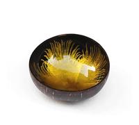 munufe Hand Painted Natural Coconut Key Bowl - Inkjet Printed Decorative Storage Dish for Hallway Entryway, Keys, Jewellery, Nuts, Candy (Yellow)