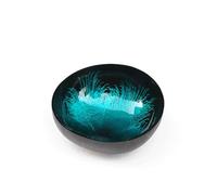 munufe Hand Painted Natural Coconut Key Bowl - Inkjet Printed Decorative Storage Dish for Hallway Entryway, Keys, Jewellery, Nuts, Candy (Blue)