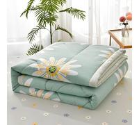 munufe Solid Color Coverless Duvet Quilt - All Seasons Cosy Lightweight Comforter, Machine Washable (Green, 150x200cm)