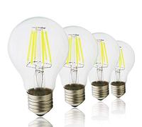 munufe Vintage Edison LED Filament Bulb (80W Halogen Equivalent) - E27 Base A60 Globe, 750LM 6000K Daylight Cool White (6w (4 Pack))