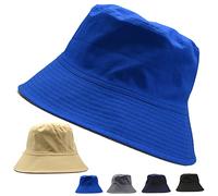 MUNULA Extra Large Bucket Hats XXL Hats for Men Big Head Oversized Cotton Reversible Unisex Fishing Hat 23.6"-25.6" Outdoor, Blue/Khaki, XXL/3XL