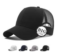 MUNULA Oversize Large Mesh Trucker Hat Big Head Hats for Men XXL Baseball Cap Breathable Dad Hat Adjustable 23.6"-25.6", Black, XXL-3XL