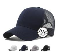 MUNULA Oversize Large Mesh Trucker Hat Big Head Hats for Men XXL Baseball Cap Breathable Dad Hat Adjustable 23.6"-25.6", Navy Blue, XXL-3XL
