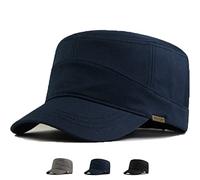 MUNULA Oversize XXL Army Cap Flat Top Military Style Hat Big Head Hats for Men Adjustable 23.6"-26.8", Navy Blue