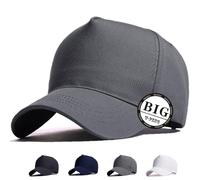 MUNULA Oversize XXL High Crown Baseball Cap Big Head Hats for Men Dad Hat Adjustable Plain Running Cap 23.6"-25.6", Gray, XXL-3XL