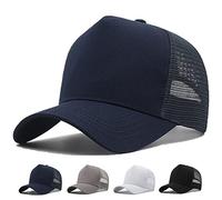 MUNULA Oversize XXL Mesh Trucker Hat Big Head Hats for Men High Crown Baseball Cap Breathable Dad Hat Adjustable 23.6"-25.6", Blue