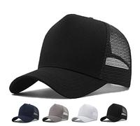MUNULA Oversize XXL Mesh Trucker Hat Big Head Hats for Men High Crown Baseball Cap Breathable Dad Hat Adjustable 23.6"-25.6", Black