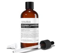 MUNUSNA Spearmint Essential Oil 100ml - 100% Pure Spearmint Oil for Aromatherapy, Diffuser, Hair & Scalp Care, Candle Making & Natural Insect Repellent - Amber Glass Bottle with Dropper