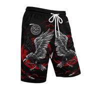 Munweiyu Retro Shorts Men's Swimming Trunks Swimming Shorts with Vikings Print Summer Shorts Vikings Athletic Viking Shorts Short Norse Odin Raven Totem Sports Shorts 3D Print Sweat Shorts Gym Beach