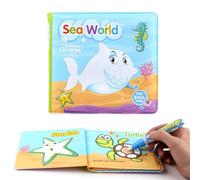 MUNZE Children's Water Magic Book Bath Book Colourful Pictures Appearing With Water - Stimulates Senses and Curiosity - From 18 Months, Animal Patterns, Reusable and 100% Safe