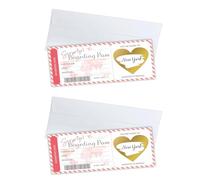 MUNZE Flight Ticket Gift, 2 Pieces Personalised Rubleless Card, Pink, 20 cm Long, 9 cm Wide for Birthday, Couple, Travel Surprise