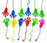 MUNZE Sticky Hands Kids Set of 12 Colourful Rubber Hands, Assorted Colours, Standard Size, Party Gift
