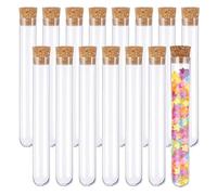 MUNZE Test Tubes 15 Pieces Transparent 12 x 75 mm Cork Plastic Flowers Spices DIY