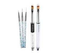MUOBOFU Nail Art Brushes,Nail Art Pens,Drawing Painting Gradients Detail Pen,Thin Fine Nail Art Brushes for Gel Nails,7/9/11mm,5pcs(Silver)