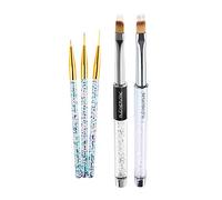MUOBOFU Nail Art Brushes,Nail Art Pens,Drawing Painting Gradients Detail Pen,Thin Fine Nail Art Brushes for Gel Nails,7/11/14mm,5pcs(Gold)