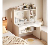MUOLVSQ Kids Desk,Study Desk for Kids Ages 8-12 with Storage,Children Desk with 2 Cabinets,with Bookshelf and Storage Area,Children and Student Writing Table(White,39in)