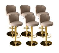MUOLVSQ Swivel Counter Bar Stools -Adjustable Leather Swivel Barstools-with Back and Footrest Counter Height Bar Stool for Island/Pub/Kitchen(Brown gold feet,6PCS)