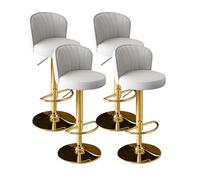 MUOLVSQ Swivel Counter Bar Stools -Adjustable Leather Swivel Barstools-with Back and Footrest Counter Height Bar Stool for Island/Pub/Kitchen(Beige gold feet,4PCS)