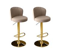 MUOLVSQ Swivel Counter Bar Stools -Adjustable Leather Swivel Barstools-with Back and Footrest Counter Height Bar Stool for Island/Pub/Kitchen(Brown gold feet,2PCS)