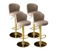MUOLVSQ Swivel Counter Bar Stools -Adjustable Leather Swivel Barstools-with Back and Footrest Counter Height Bar Stool for Island/Pub/Kitchen(Brown gold feet,4PCS)
