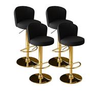 MUOLVSQ Swivel Counter Bar Stools -Adjustable Leather Swivel Barstools-with Back and Footrest Counter Height Bar Stool for Island/Pub/Kitchen(Black gold feet,4PCS)