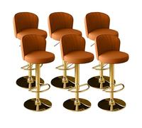 MUOLVSQ Swivel Counter Bar Stools -Adjustable Leather Swivel Barstools-with Back and Footrest Counter Height Bar Stool for Island/Pub/Kitchen(Orange gold feet,6PCS)