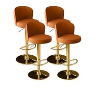 MUOLVSQ Swivel Counter Bar Stools -Adjustable Leather Swivel Barstools-with Back and Footrest Counter Height Bar Stool for Island/Pub/Kitchen(Orange gold feet,4PCS)