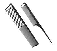 Muorruo 2-Pack Handle Combs/Parting Combs for Braids, Hairdressing Styling Combs Made from Carbon Fibre, Backcombing Comb with Handle for Ladies and Gentlemen, Fine Teeth, Hair Salon Care Tools
