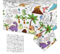 Muorruo 2 Piece Dinosaur Colouring Tablecloths, large activity table covering made from dino paper, jumbo animal dino world colouring games poster crafts for dinosaur birthday decorations