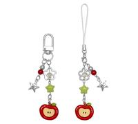Muorruo 2-Piece Mobile Phone Charm Set, Cute Y2K Pink Guitar Strawberry Star Phone Strap Keyring For Bags Camera Keys, Aesthetic Accessories For Girls Teenagers