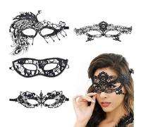 Muorruo 4-Pack Masks for Women, Carnival Costumes, Lace Eye Masks, Soft Comfortable Material, Ideal for Costumes, Themed Parties, and Costume Masks