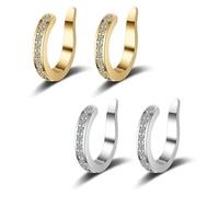 Muorruo 4-Pack Non-Surgical Ear Correction Clips, Diamond Earrings in Gold and Silver for Prominent Ears | Gently Adjusts Cartilage Without Surgery | Comfortable, Reusable