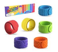 Muorruo 6-Pack Sensory Fidget Toys for Kids, Textured Silicone Slap Bracelets, Stress Busters for Anxiety, Autism and ADHD, Portable Sensory Toys