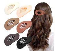 Muorruo 6 Piece Large Flat Round Hair Clips, Oval Claw Clips for Thick, Medium-Thin Hair, Non-Slip Strong Hair Clips, Duckbill Accessories, Matte, Multi-Coloured