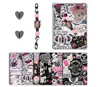 Muorruo 6-Pieces E-Reader Rear Inserts, for Kindle Paperwhite 11 12 Cover Accessories with Silicone Bead Bracelet & Pendant, Book-Theme Vintage Pattern Protection Set for Kindle E-Reader