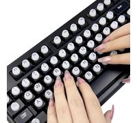 Muorruo 64 Raised Keyboard Stickers for Long Nails with Letters, Soft Silicone Keyboard Bubbles, Nail Art Keycap Covers for Desktops, Self-Adhesive Keycap Riser (White)