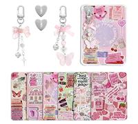 Muorruo 6Pcs Kindle Paperwhite Inserts, E-Reader Accessories Set With 2pcs Mobile Phone Strap For E-Reader, Pink Book Lover Design Clear Case DIY Decor, Valentine's Day Gift For Book Lovers