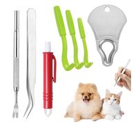 Muorruo 7-piece Set Tick Removal Toolset, Stainless Steel Tick Tweezers + Tick Key, Fast and Safe Tick Removal Tool for Dogs, Cats and Humans