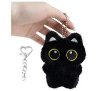 Muorruo Black Cat Plush Keyring, Cute Bag Charm, Gifts for Women, Cuddly Cushion, Black Sweet Cat Plush Charm, Plush Keyring