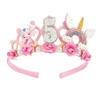 Muorruo Headband for 5th Birthday, Flower, Birthday Crown, Birthday Decoration, Pink Hairband, Sweet 5-Year-Old Princess, Tiara, Birthday Party Decorations, Accessory, Gift