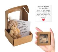Muorruo Mini Teddy Bear as Gift for Girlfriend, Handmade Comfort Bear in Box with Card, Mini Teddy Bear, Small Plush Toy as Comfort and Emotional Gifts for Friends (Brown)
