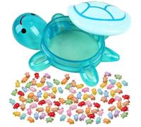 Muorruo Pack of 40 Sweet Little Turtles for Crafting, Glowing Mini Turtle Figures with Turtle Storage Box, Glow in the Dark Miniature Turtles Made of Resin