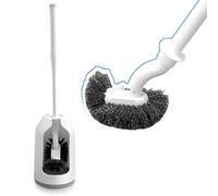 Muorruo Toilet Brush Holder Set, curved design with holder for thorough under-rim cleaning, compact, hidden scrubber for small spaces, modern bathroom accessory
